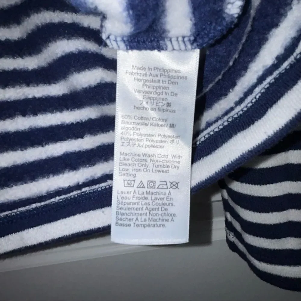 J.Crew Stripe Print 1/4 Zipper Down Pullover Knit Fleece Top